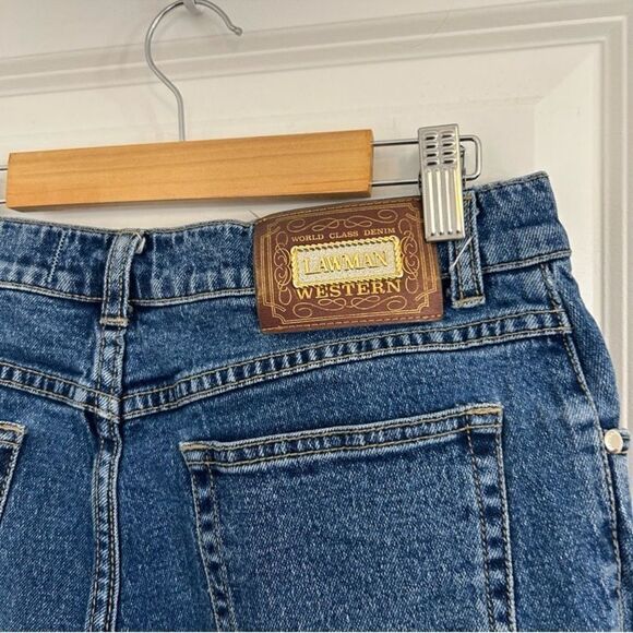 Lawman Vintage 90s Western Slim Fit Boot Cut Star Rhinestone Medium Wash Jeans 9 - Picture 7 of 13